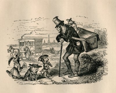 チャールズディケンズの「The Old Curiosity Shop」のジェリーと踊る犬 作： English School